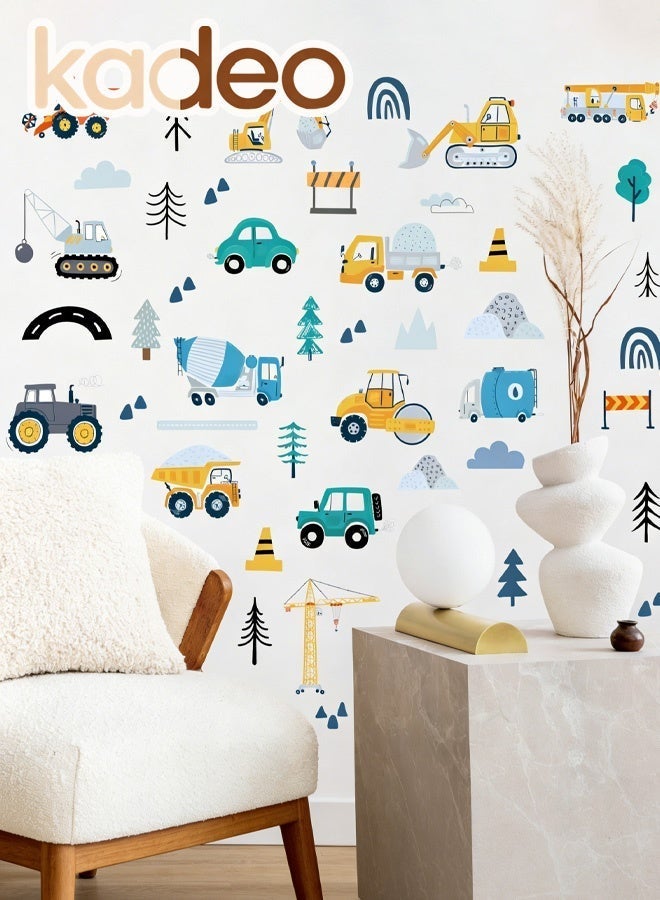 kadeo Construction Vehicle Wall Decals, Waterproof, PVC Material Wallpaper, Reusable Peel and Stick Vinyl Stickers for Kids’ Room,  Nursery & Playroom, Removable Truck Wall Sticker Decoration - Image 2